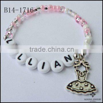 Shining Color Party Dress Charm Peace Lillan Beads Rainbows Bracelet PERSONALIZED name or word peace sign charm Bracelet Jewelry