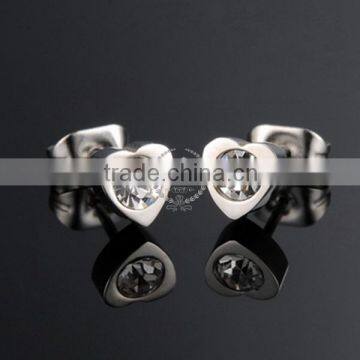 Stainless steel lover's heart zircon fashion women earrings wedding jewelry 6730566