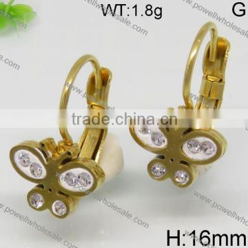 Newest wholesale gold plated earring with crystal