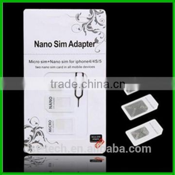 High Quality 5 in 1 Nano Sim Card Adapters Standard Sim Card & Tools for iPhone