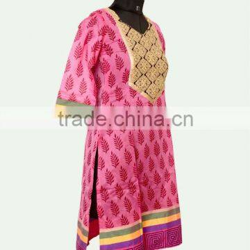 Chanderi Cotton Kurti/ Codding Embroidery Kurti photo-3