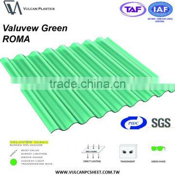Covestro UV400 Color Corrugated Plastic Polycarbonate Roofing Sheet (Valuview Green ROMA) photo-5