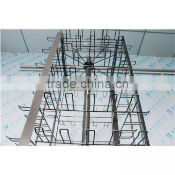 Free-standing 360-degrees 4-side Rotating Wire Grid Display Rack