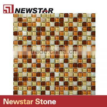 Newstar Coloured Gold Color Glass Mosaic Tile Art Backsplash For Kitchen photo-4