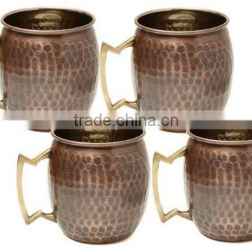 Antique Hammered Copper Moscow Mule Muge / SOLID COPPER MUGS MANUFACTURER INDIA photo-3