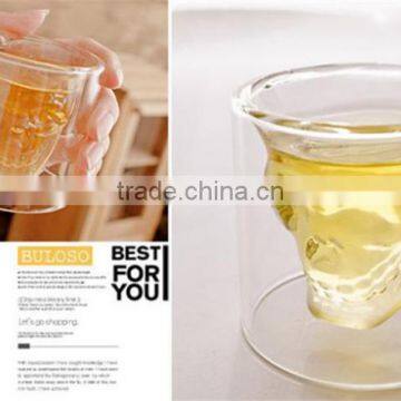 New Product Personalized 75ml High Borosilicate Glass Skull Shot Glass Double Wall Skull Wine Glass Cup photo-4