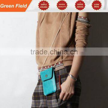 leather zipper pouch for mobile phone, leather phone pouch