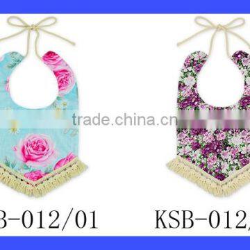 Fashion Baby Girls Floral Bandana Adjustable Strape Tassel Custom Baby Bibs