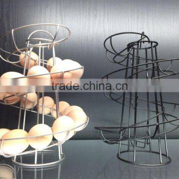 Black Egg Storage Rack Basket With Wooden Handle photo-2