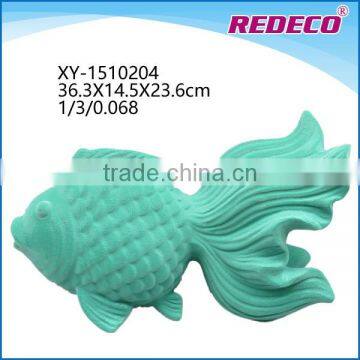 Home decoration resin fish with flocking finishing