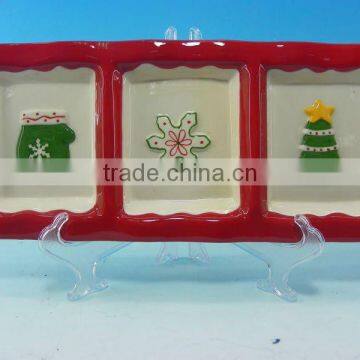 Rectangle Christmas Ceramic divided plate