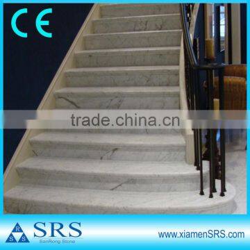 Polished white marble stone stair