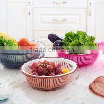 Oval Double Layers Kitchen Vegetable Fruit Rice Plastic Washing Drain Draining Basket photo-3