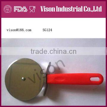 hot sale 2014 pizza knife, plastic pizza cutter, stainless steel pizza cutter (SG124)