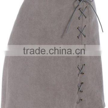Newest Women's High Street Fashion Designe Sexy Grey Bandage Skirt photo-3