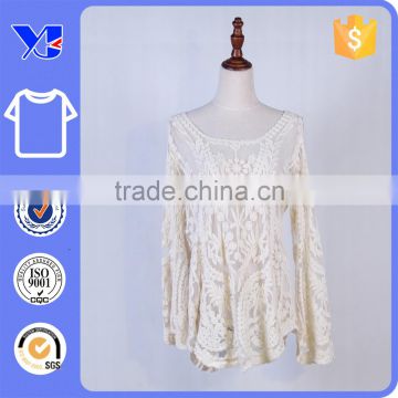 OEM Women Long Sleeve Crochet Tops Blouses