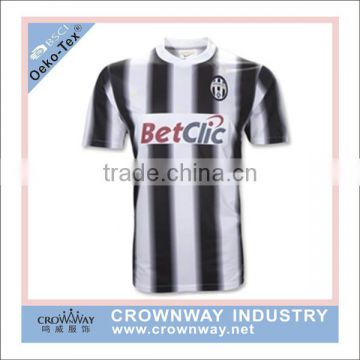 sublimation printing Juventus soccer jersey with custom logo embroidery