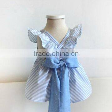 Newborn Fari Blue Stripe Baby Clothes Special Bowknot Girl Dresses Images of Baby Girl Summer Pinafore Dress