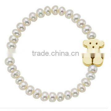 High End Freshwater Pearl Beads Steel Charm Bracelet Women White Pearl Beads Bracelets for Her Birthday Gifts photo-4