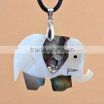 elephant charm sea shell necklace high end carved pendant necklace abalone shell jewelrys