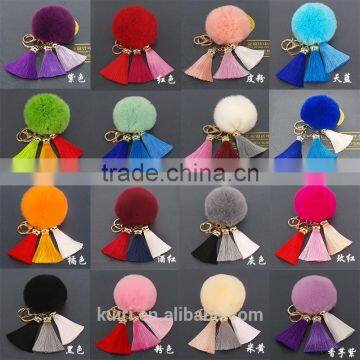 Fashion Tassel Pom Pom Fur Ball Keychain Wholesale Fur Pompoms Tassel Bag Charm 114A photo-6