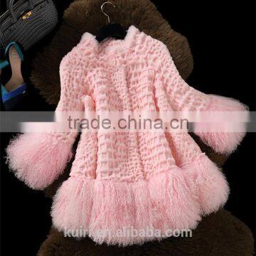 New Real Rabbit Fur Coat 2016 Fashion Autumn Winter Women Fur Coat Jackets Slim Medium Tassel Fur Coat photo-2