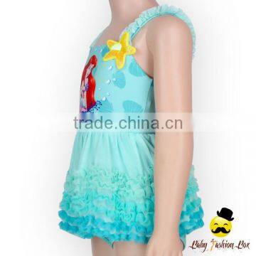 Children Cartoon Character Mermaid Girl Strap Kids Little Girl Modeling One Piece Beach Clothes Swimwear Dress photo-4
