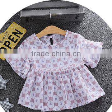 S80042B Wholesale 2017 China Supplier New High-end Girls Bowknot 100% Cotton T-shirt photo-2