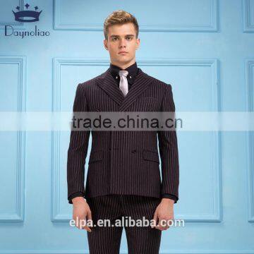 Daynoliao 2016 Latest Men Dress Business Suits Blue Vertical Stripe 3 Pieces Design Men Suits for Wedding photo-2