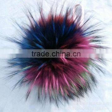 Myfur Natural Dyed Random Unique Colorful Fur Pom Pom Key Chain Bag Accessory photo-2