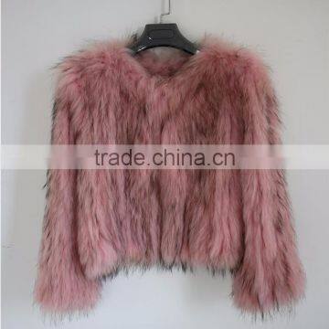 Myfur China Wholesale Lady Winter Fur Jacket Real Raccoon Fur Knitted Jackets
