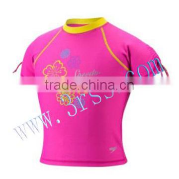 2014 girl's pink short sleeve rash t shirt