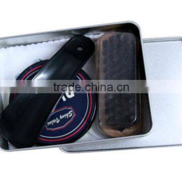 Gift type travel usage metal tin case shoe shine kit