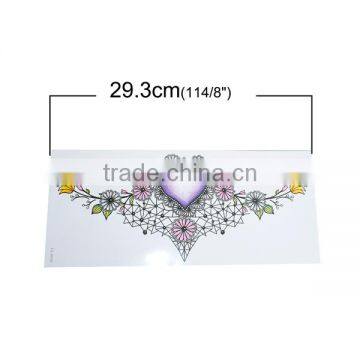 Paper Removable Waterproof Sternum Sticker Body Art Multicolor Flower Leaves Pattern Heart Temporary Tattoo Custom photo-4