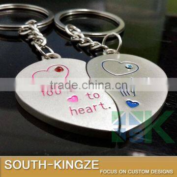 Girl Boy Alluminum Alloy Half Hearts Keychain photo-2