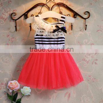 Summer Little Girl's Mesh Skirt Lace Stripe Tutu Mini Dress