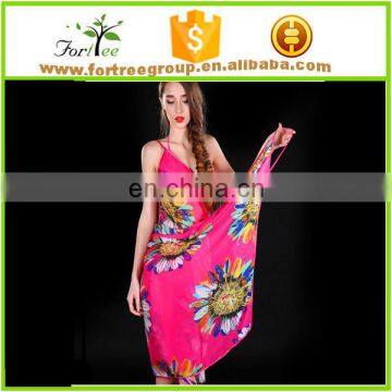 2017 ladies summer flower design bikini sexy girls cover up beach dress