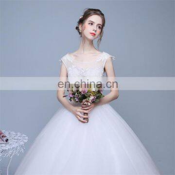 HS1604 Vintage Lace Applique Sheer Wedding Dresses 2017 Elegant Court Train Ruched Tulle Plus Size Bridal Gowns Custom Made photo-4