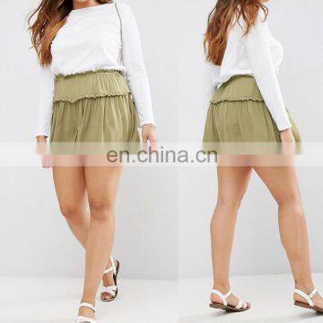 2016 instyle high rise tiered ruffle plus size short summer shorts women