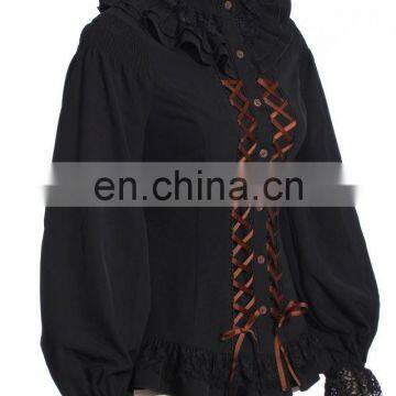 Steampunk Women's Standing Collar Longsleeve Blouse RQBL photo-2