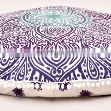 Round Pillow Cover Ombre Mandala Cushion Cover Pillow Case Indian 2017 Round Meditation Ottoman Pouf 32"