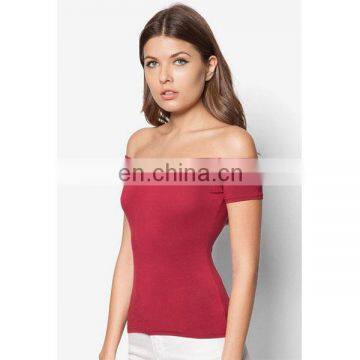 Wholesale Off Shoulder Tunic Tops Fashion Design Red Ladies Blouses & Tops photo-2