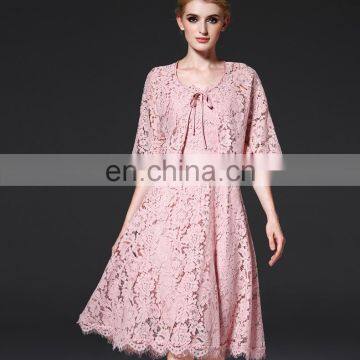 Fashion two-piece Women's pink lace dress/ cape Party Clothes