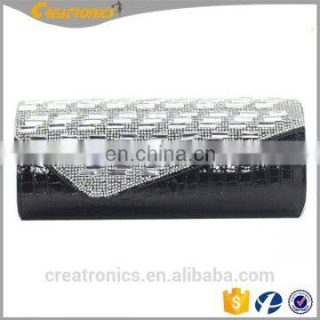 Hot Selling Newest Handbag Purse PU Wholesale Leather Clutch Bag With Chain Cheap Rhinestones Evening Bag