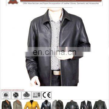 Latest Design Fashion Black Korea Style Long Coat Trench Men Leather Long Coat, Cuero de los hombres largos de la capa