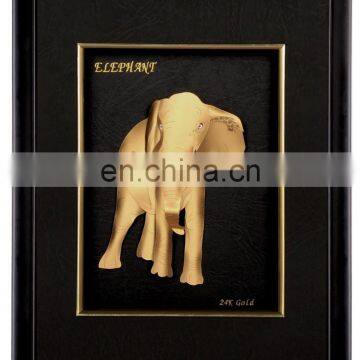 Egyption papyrus art painting 24k gold foil leaf frame with picture of elephant suitable for decoration