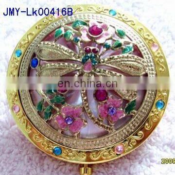 Dragonfly Decoration Gold Metal Pocket Cosmetic Mirror