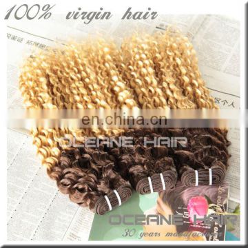 China wholesale full cuticle natural two color tight curly hair extension