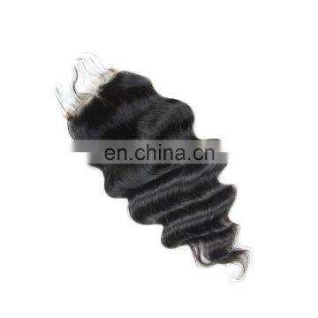 2017 Best saling brazilian silk base closure middle part in loose wave top quality wholesale price cuticle intact hair