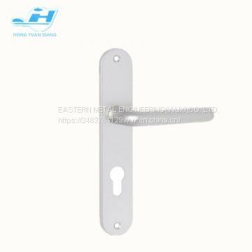 normal style round corner plate Aluminum door handle with cylinder hole Mortise door lever handle hot sales door lock handle